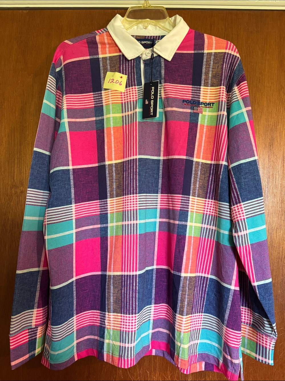 Polo by Ralph Lauren Pink Teal Navy Plaid Long-Sleeve Polo Size 2XL NWT ‼️😍‼️
